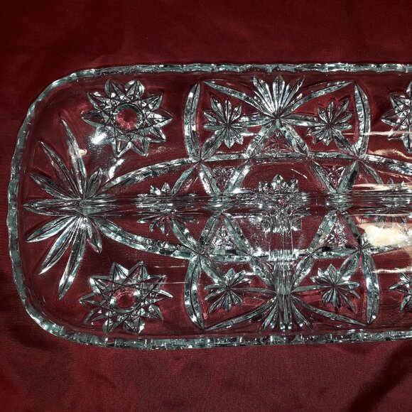 Anchor Hocking Early American Prescut Star of David 3 Part Divided Dish Tray 12" - Picture 2 of 7